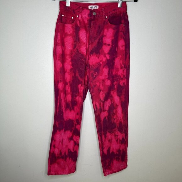 VRG GRL 1995 tour magenta tie dye button fly bf jeans size 6 - Picture 1 of 7
